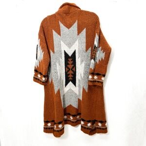 Winslow Southwest Aztec Open Front Cardigan Duster Pockets Bohemian Boho Medium